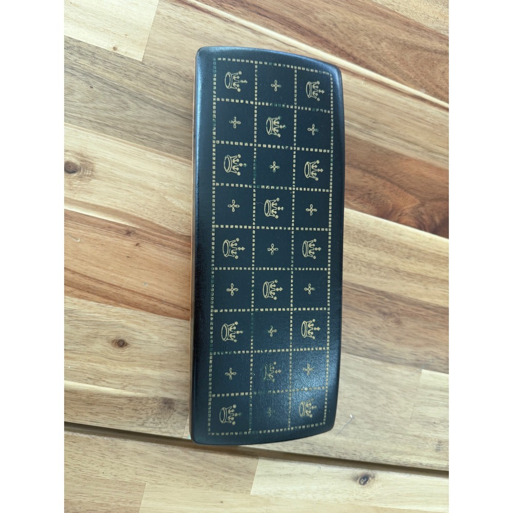 Vintage Shields Mens Jewelry Valet Box Black Red Velvet Crown‎ Pattern Organizer